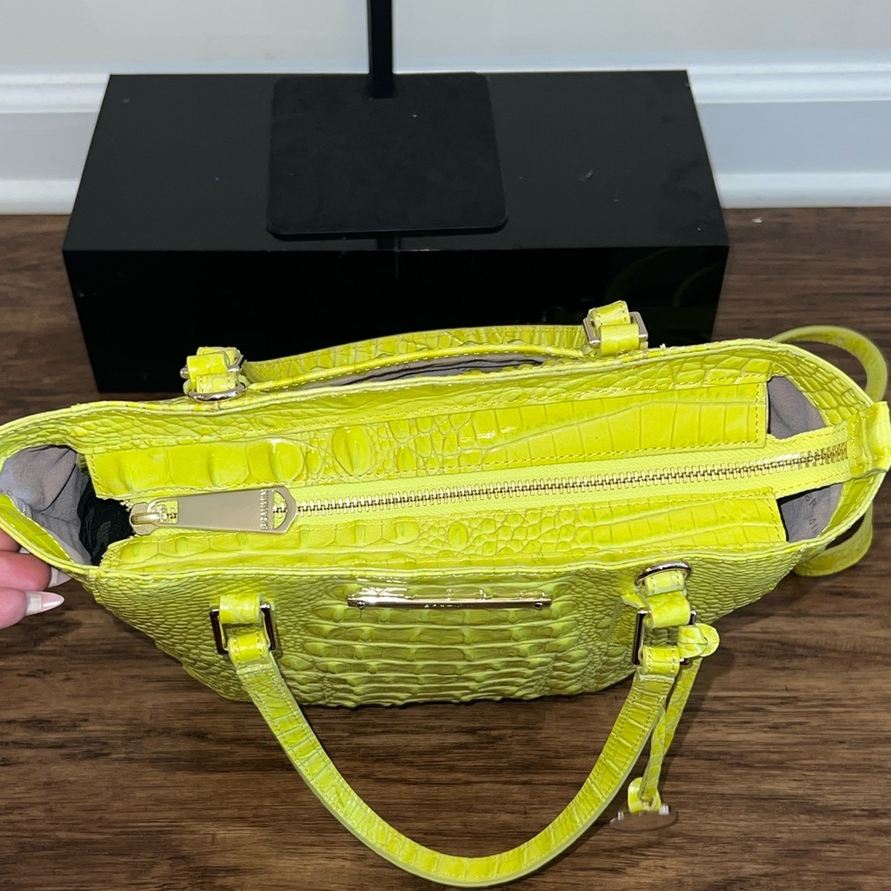 Brahmin Small Caroline Handbag/Crossbody in Neon Yellow - Picture 9 of 13